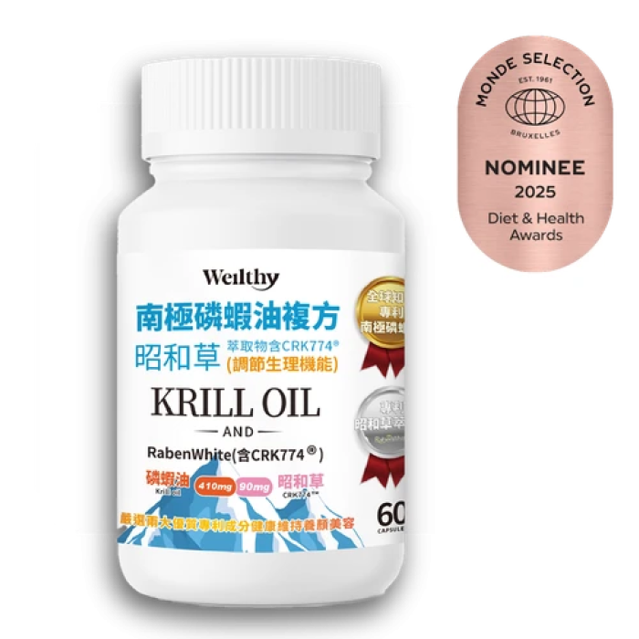 完售/預計11月上補貨【業界唯一黃金組合】 南極磷蝦油複方+昭和草萃取物含CRK774®// 2025比利時世界提名獎